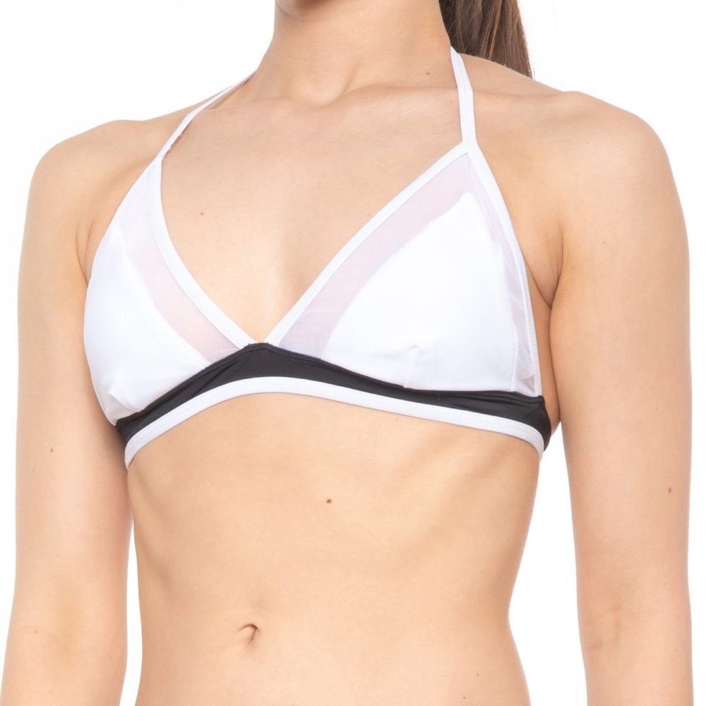 Donatella Sport White Mesh Insert Tie Back Bikini Top Women's M/L/XL NEW‎